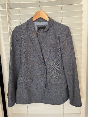 J Crew ruffle chambray blazer